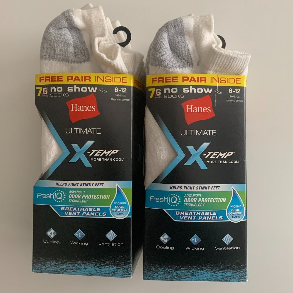 New Two Sets - 13 Pairs Hanes Ultimate X-Temp Ankle Socks Shoe Size 6-12 Men's